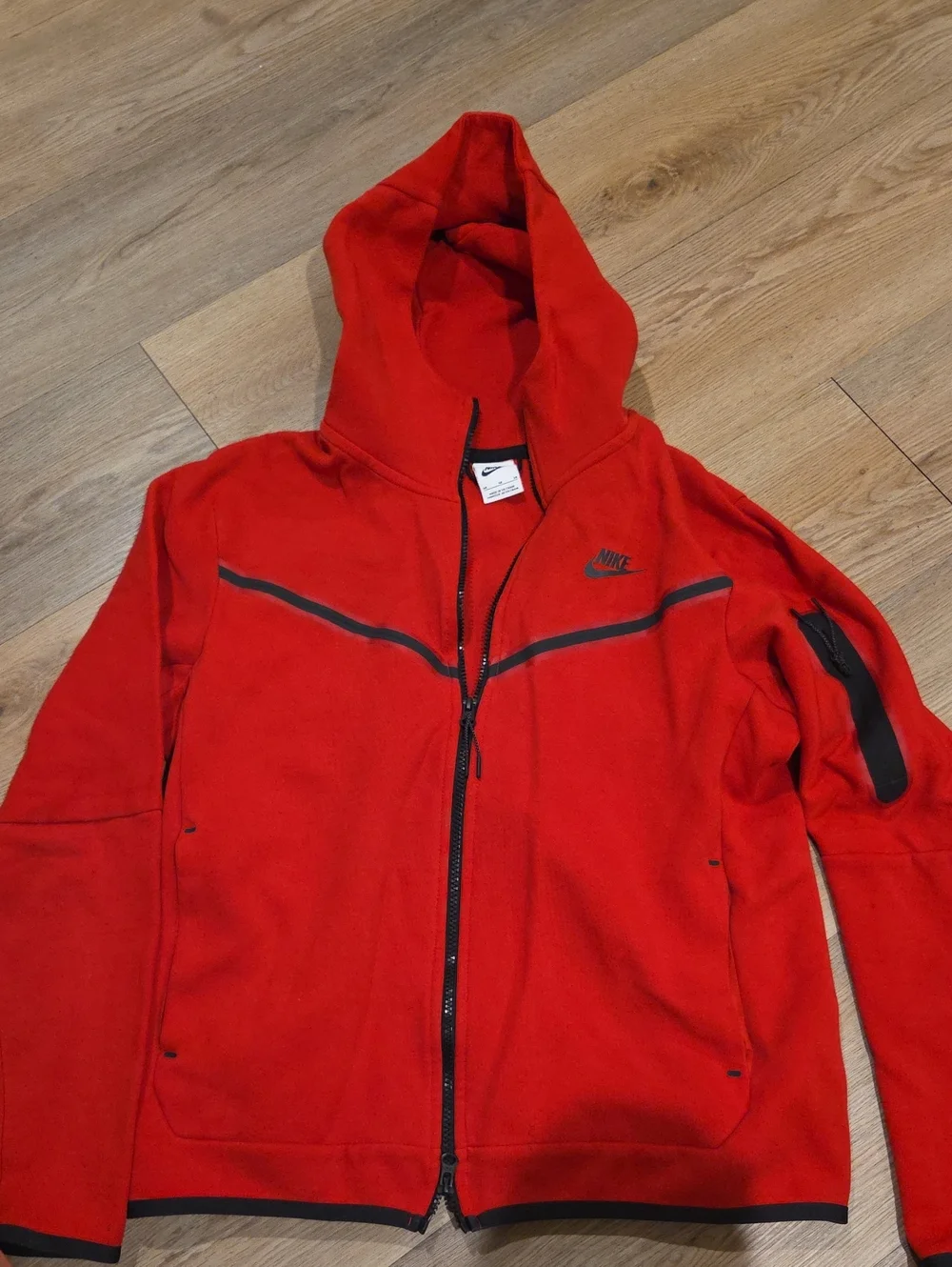 Nike Men’s Red Hooded Performance Zip Jacket with Black Trim